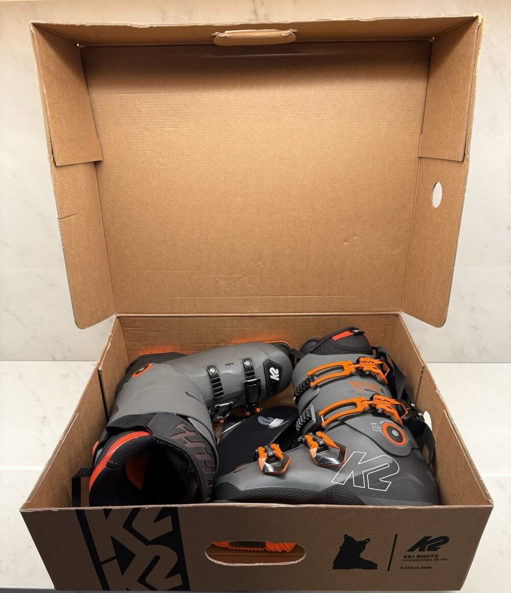 K2 Recon 130 Ski Boots, Size 24.5, Orange and Gray Made In Italy